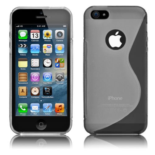 0055223156843 - APPLE IPHONE 5 S CLEAR SOFT SILICONE TPU S-LINE PHONE CASE (GRAY)