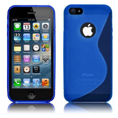 0055223156898 - APPLE IPHONE 5 S CLEAR SOFT SILICONE TPU S-LINE PHONE CASE (BLUE)