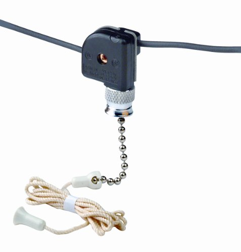 5526680003605 - LEVITON 10097-8 PULL CHAIN SWITCH, SINGLE POLE ON-OFF; 1A-125V T, 3A-125V, 1A-250V; WITH TWO 6 INCH BLACK LEADS 18 AWG AWM TEW 105C 600V, STRIPPED 1/2 INCH