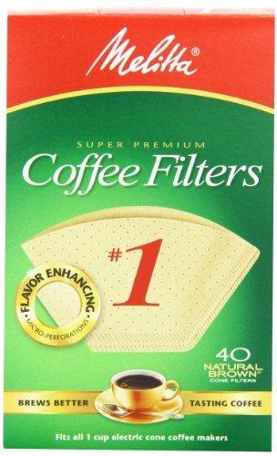 0055437620123 - MELITTA CONE COFFEE FILTERS, NATURAL BROWN, NO. 1, 40-COUNT FILTERS (PACK OF 12)