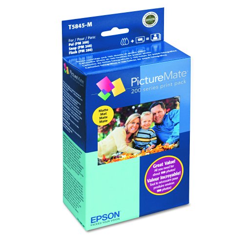 5554442409549 - EPSON T5845-M PICTUREMATE PRINT PACK INCLUDES INKJET CARTRIDGE, 100 SHEETS MATTE PHOTO PAPER