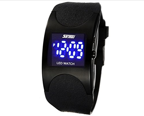 5555553333129 - SKMEI 0951 3ATM WATER RESISTANT LED DIGITAL DISPLAY ALLOY CASE SILICONE BAND ARCED DIAL SPORT ELECTRONIC WRIST WATCH (BLACK) M.