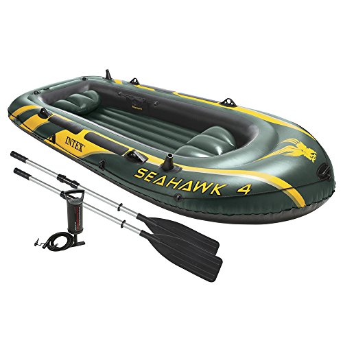 5646546513212 - INTEX SEAHAWK 4, 4-PERSON INFLATABLE BOAT SET WITH ALUMINUM OARS AND HIGH OUTPUT AIR PUMP