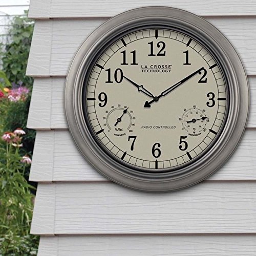 5662252398707 - LA CROSSE TECHNOLOGY WT-3181P 18 OUTDOOR ATOMIC WALL CLOCK WITH TEMPERATURE/HUMIDITY