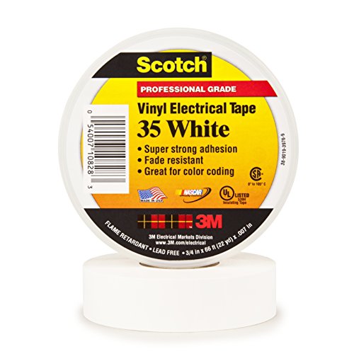 5662252444633 - 3M SCOTCH #35 ELECTRICAL TAPE, WHITE, .75-INCH BY 66-FOOT BY .007-INCH