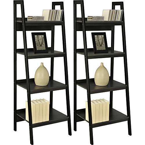 5699718525230 - HOME INDOOR OR OUTDOOR ALTRA METAL BLACK LADDER BOOKCASE BUNDLE SET OF 2 FURNITURE FRAME 4 SHELF LAWRENCE NEW SHELVES STORAGE BOOKCASES, BLACK WITH BOOKCASE DIMENSIONS: 60L X 20.5W X 18.5H