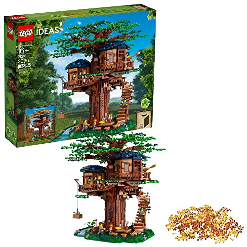 5702016554205 - LEGO IDEAS TREE HOUSE 21318, MODEL CONSTRUCTION SET FOR 16 PLUS YEAR OLDS WITH 3 CABINS, INTERCHANGEABLE LEAVES, MINIFIGURES AND A BIRD FIGURE