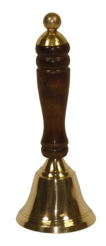 5705557039194 - INDIA HAND HELD SERVICE CALL BELL POLISHED BRASS FINISH WITH WOODEN HANDLE, 6 L
