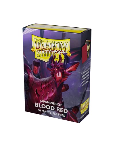 5706569111502 - DRAGON SHIELD SLEEVES – MATTE JAPANESE: BLOOD RED 60CT - CARD SLEEVES ARE SMOOTH & TOUGH - COMPATIBLE WITH YUGIOH & CARDFIGHT VANGUARD