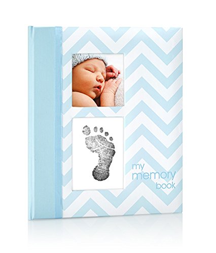 5711008971418 - PEARHEAD CHEVRON BABY BOOK WITH CLEAN-TOUCH INK PAD INCLUDED, BLUE