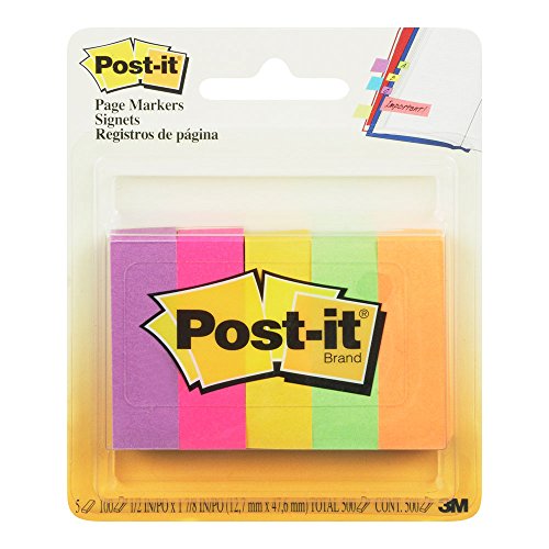 5775005811955 - POST-IT® PAGE MARKERS, 1/2-INCH X 1-3/4 INCH, IDEAL FOR TEMPORARY MARKING AND NOTING IN BOOKS, ASSORTED ULTRA COLORS, 500 PER PACK