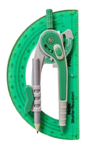 5775005821206 - HELIX PLASTIC COMPASS AND PROTRACTOR SET, COLOR MAY VARY, ASSORTED COLORS