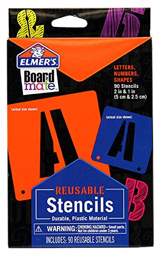 5775005842294 - ELMER'S PROJECT POPPERZ REUSABLE PLASTIC STENCILS, 2 INCH AND 1 INCH, 90 LETTERS, NUMBERS AND SHAPES (E3062)