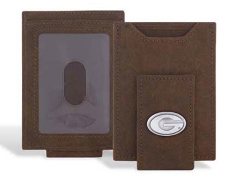 0058000005457 - GEORGIA BULDOGS - CRAZY HORSE LEATHER FRONT POCKET WALLET