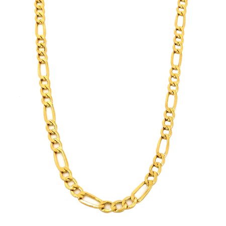 0058434408022 - REAL 10K YELLOW GOLD HOLLOW FIGARO CHAIN / NECKLACE, 2.5MM AND 16”