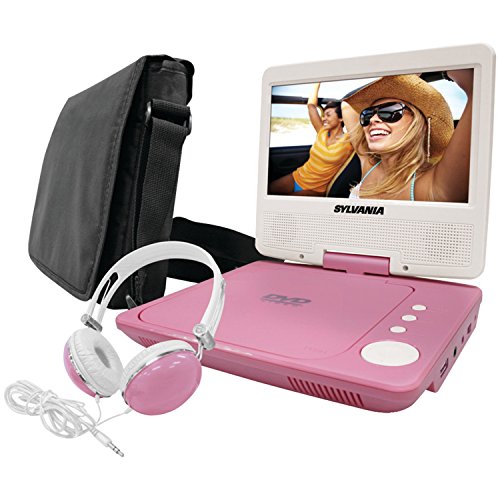 0058465795306 - SYLVANIA SDVD7060-COMBO-PINK 7-INCH PORTABLE DVD PLAYER BUNDLE WITH MATCHING OVERSIZE HEADPHONES AND DELUXE TRAVEL BAG (PINK)