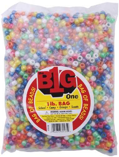0000058789025 - ONE BAG OF 1 LB DARICE PONY BEADS 9MM PEARLIZED MULTI