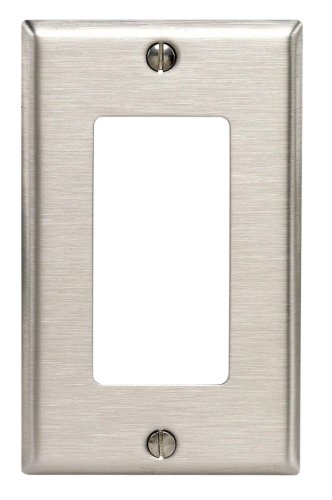 5899406034185 - LEVITON 84401-40 1-GANG DECORA/GFCI DEVICE DECORA WALLPLATE, DEVICE MOUNT, STAINLESS STEEL WITH BLUE PROTECTIVE FILM (REMOVABLE)