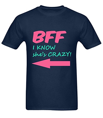 5901398503881 - YIGETOP100 MENS BFF I KNOW SHE'S CRAZY! NAVY FUNNY COTTON T-SHIRT XXX-LARGE