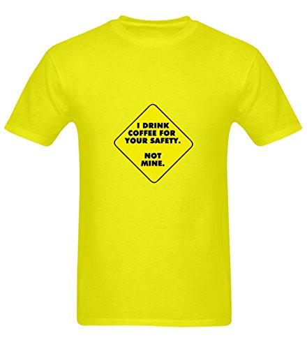 5901398519240 - YIGETOP100 MENS I DRINK COFFEE FOR YOUR SAFETY NOT MINE YELLOW FUNNY COTTON T-SHIRT LARGE