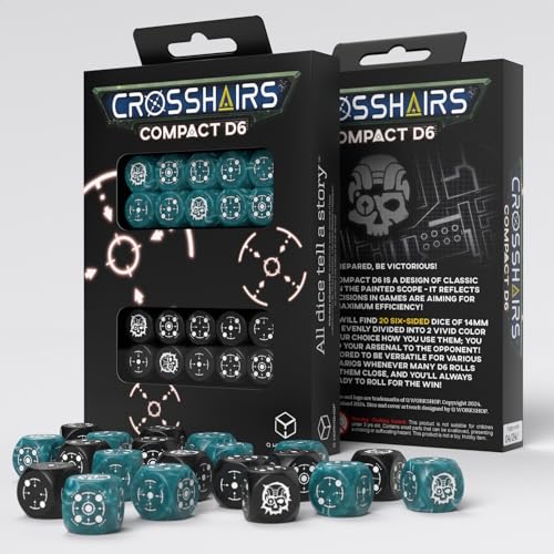 5907699497355 - CROSSHAIRS COMPACT D6: STORMY & BLACK BY Q-WORKSHOP, DICE FOR RPG BOARD GAMES, FOR 1+ PLAYERS AND AGES 14+