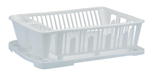 5915903836708 - UNITED SOLUTIONS SK0012 TWO PIECE DISH RACK AND DRAIN BOARD SET IN WHITE-2 PIECE