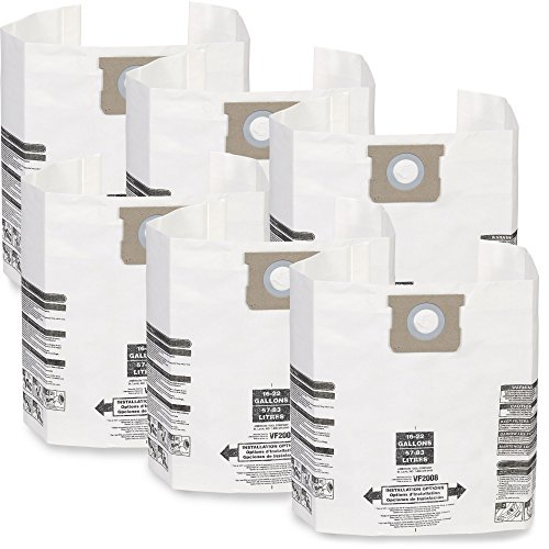 5915903866996 - MULTI-FIT WET DRY VACUUM BAGS VF2008TP GENERAL DUST FILTER BAG (2-PACK, 6 SHOP VACUUM BAGS), BAG FILTER FOR MOST 15-GALLON TO 22-GALLON SHOP-VAC, GENIE SHOP VACUUM CLEANERS
