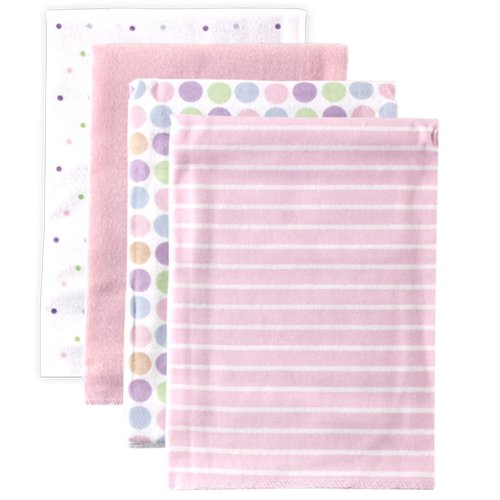 5939359373631 - LUVABLE FRIENDS 4-PACK FLANNEL RECEIVING BLANKETS, PINK