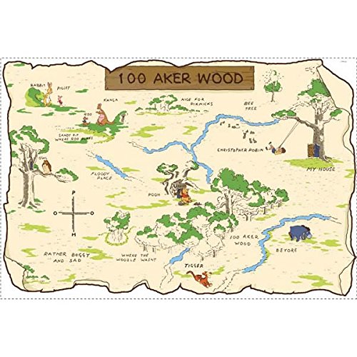 5939359447691 - ROOMMATES RMK1502SLM POOH AND FRIENDS 100 AKER WOOD MAP PEEL & STICK GIANT WALL DECAL
