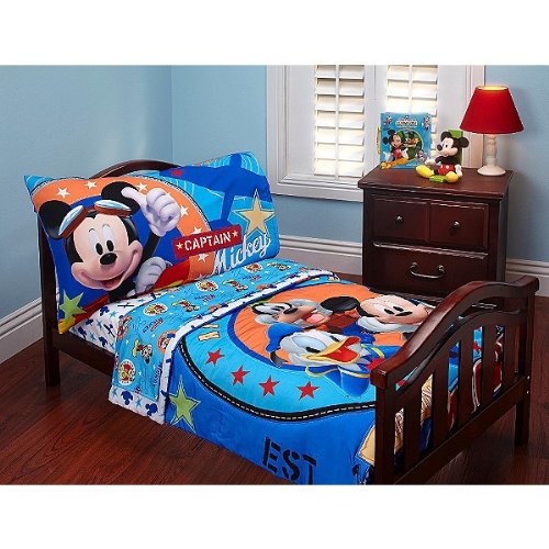 0594883348293 - DISNEY MICKEY MOUSE 4PC TODDLER MICROFIBER BEDDING SET CLUBHOUSE CAPITAIN MICKEY