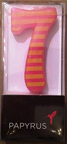 0059584095001 - PINK & YELLOW STRIPED NUMBER 7 CANDLE