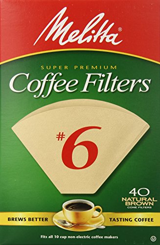 5971459003735 - MELITTA CONE COFFEE FILTERS, NATURAL BROWN, NO. 6, 40-COUNT FILTERS (PACK OF 12)