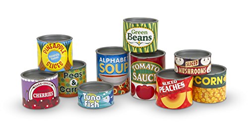 0599038325334 - MELISSA & DOUG LET'S PLAY HOUSE! GROCERY CANS PLAY FOOD KITCHEN ACCESSORY - 10 STACKABLE CANS WITH REMOVABLE LIDS