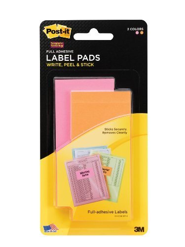 0599039388413 - POST-IT SUPER STICKY LABEL PADS, REMOVABLE, NEON ORANGE AND NEON PINK, 2 X 4 INCHES, 25 LABELS PER PAD, 2 PADS PER PACK (2900-POB) BY POST-IT