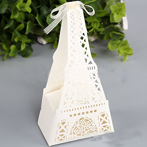 6000047781607 - 50 PACK TOWER SHAPED FAVOR CANDY BOX BOMBONIERE BRIDAL SHOWER WEDDING PARTY FAVORS