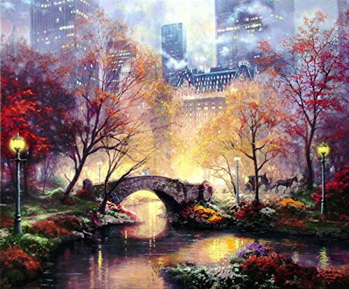 6000123028640 - 100% GENUINE REAL HAND PAINTED CENTRAL PARK IN THE FALL CANVAS OIL PAINTING FOR HOME WALL ART DECORATION, NOT A PRINT/ GICLEE/ POSTER