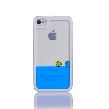 0600060032791 - ZLXUSA (TM) FREE FISH WITH WATER STYLE TRANSPARENT PC CASE FOR IPHONE 4/4S BLUE