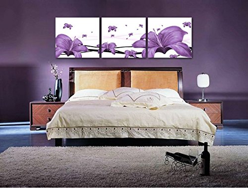 0600065035438 - IN SUNSHINE ART DECO MODERN ABSTRACT WALL ART PAINTING ON CANVAS (NO FRAMED) WITH THE PURPLE LILY WITH NO INSIDE FRAME AND NO OUTSIDE FRAME