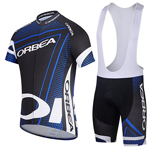 6001508540320 - 2014 OUTDOOR SPORTS PRO TEAM MEN'S SHORT SLEEVE ORBEA BLUE CYCLING JERSEY AND SHORTS SET (BIB SUIT, L)