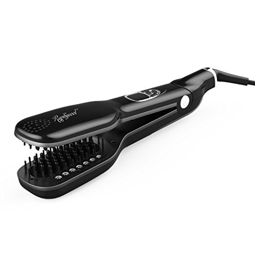 0600209677654 - RAPHYCOOL STEAM HAIR STRAIGHTENING BRUSH DOUBLE PLATE FAST DETANGLING STRAIGHTER COMB (BLACK)