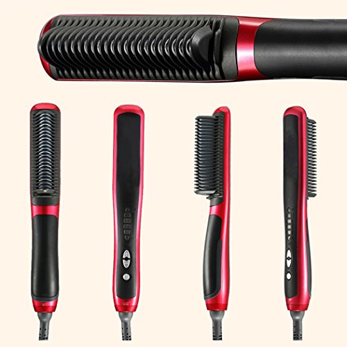0600209757264 - RAPHYCOOL TOURMALIN CERAMIC HAIR STRAIGNTENING COMB MAGIC HOME AND DAILY SELF HAIR STYLING TOOL (BLACK + RED)