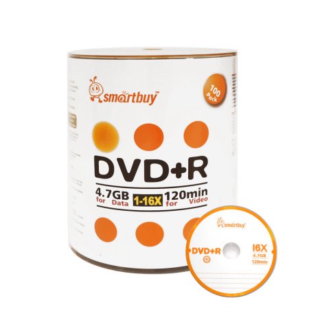 0600303619871 - SMART BUY 100 PACK DVD+R 4.7GB 16X LOGO BLANK DATA VIDEO MOVIE RECORDABLE DISC, 100 DISC 100PK