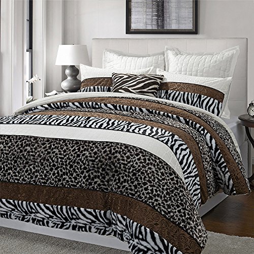 0600316151368 - SIMPLE&OPULENCE POLYESTER 3 PIECE LEOPARD HOME BEDDING SET (CALIFORNIA KING, LEOPARD AND ZEBRA)