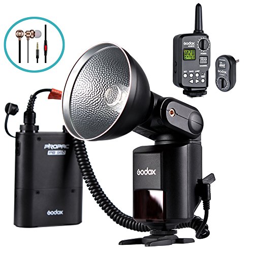 0600316601771 - GODOX WITSTRO FLASH AD360 EXTERNAL PORTABLE FLASH LIGHT SPEEDLITE WITH 16 CHANNELS TRIGGER KIT AND LITHIUM BATTERY PACK FOR DSLR CAMERA AND TOKMATE IN-EAR HEADPHONE