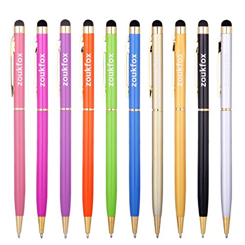 0600346195462 - ZOUKFOX® GOLD STYLUS PEN, 2 IN 1 CAPACITIVE STYLUS & BALLPOINT PEN FOR IPHONE, SAMSUNG, TABLET, ALL CAPACITIVE TOUCH SCREEN DEVICE (10 COLORS)