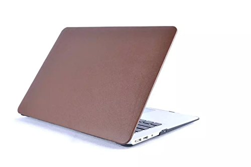 0600380060252 - HASESS® AIR 13-INCH LEATHER HARD CASE FOR LEATHERETTE SOFT-TOUCH SNAP-ON SHELL COVER LAPTOP FOLIO SKIN SLEEVE FOR APPLE MACBOOK AIR 13.3 A1369 A1466 (BROWN)