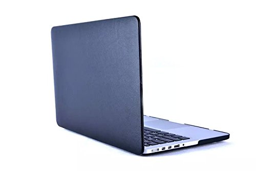 0600380060443 - HASESS® RETINA 13-INCH LEATHER HARD CASE FOR LEATHERETTE SOFT-TOUCH SNAP-ON SHELL COVER LAPTOP FOLIO SKIN SLEEVE FOR APPLE MACBOOK PRO 13.3 WITH RETINA DISPLAY A1425 A1502 (BLACK)