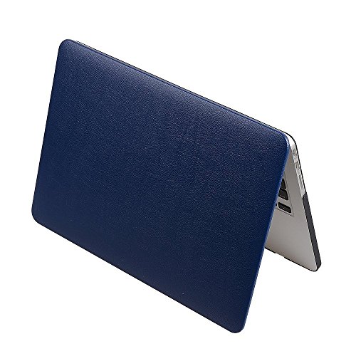 0600380060634 - HASESS® RETINA 15-INCH LEATHER HARD CASE FOR LEATHERETTE SOFT-TOUCH SNAP-ON SHELL COVER LAPTOP FOLIO SKIN SLEEVE FOR APPLE MACBOOK PRO 15 WITH RETINA DISPLAY A1398 (DARK BLUE)