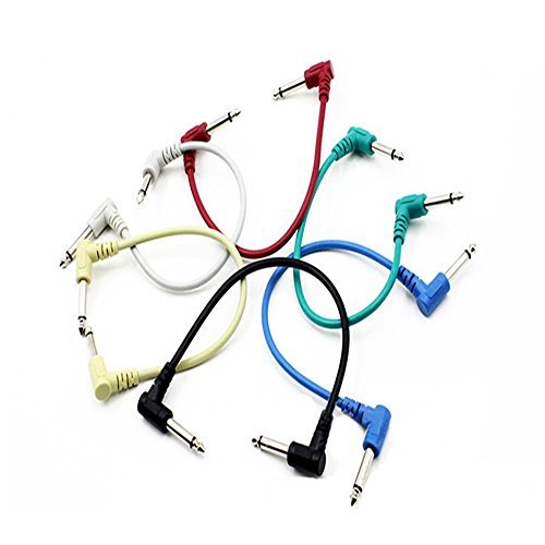0600380260096 - 6PCS GUITAR PEDAL CABLE EFFECTS EFFECTIVE PEDALS ANGLED PLUG LEADS PATCH CABLE CORD RIGHT MULTICOLOR
