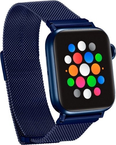 0600603274329 - PLATINUM™ - MAGNETIC STAINLESS STEEL MESH BAND FOR APPLE WATCH 42MM, 44MM, 45MM, AND APPLE WATCH SERIES 8 45MM - BLUE